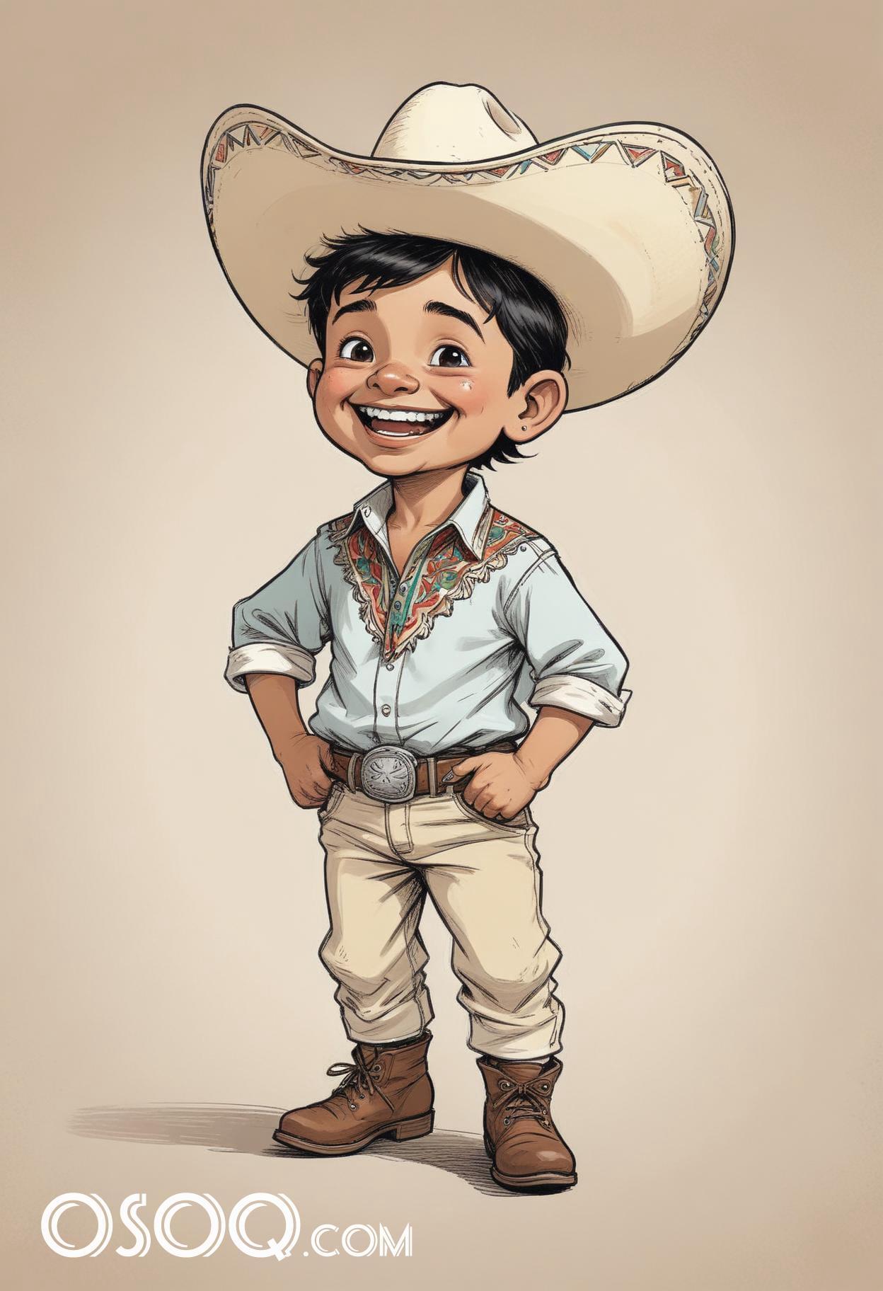 Mexican kid cartoon caricature drawing 04