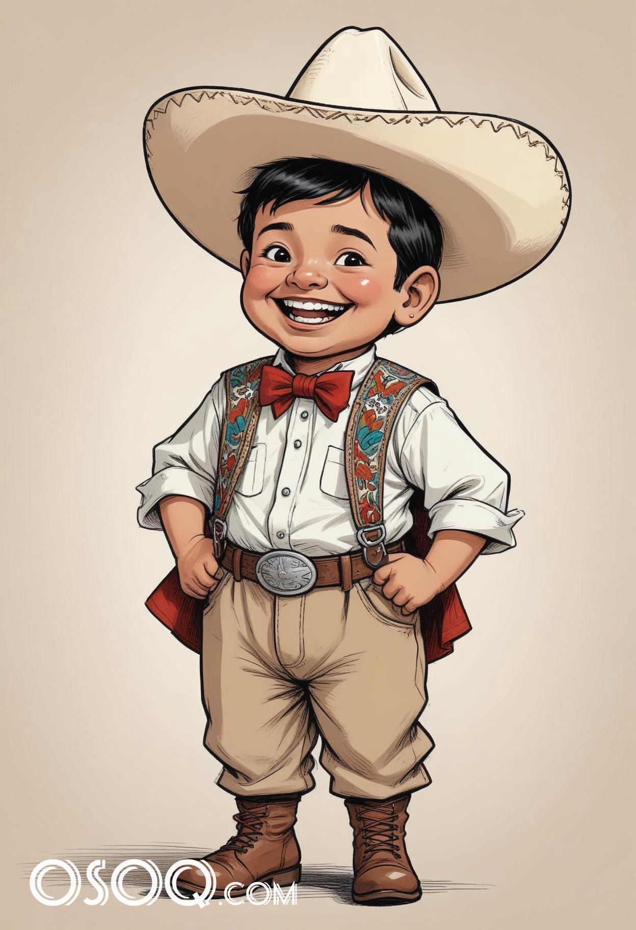 Mexican kid cartoon caricature drawing 05