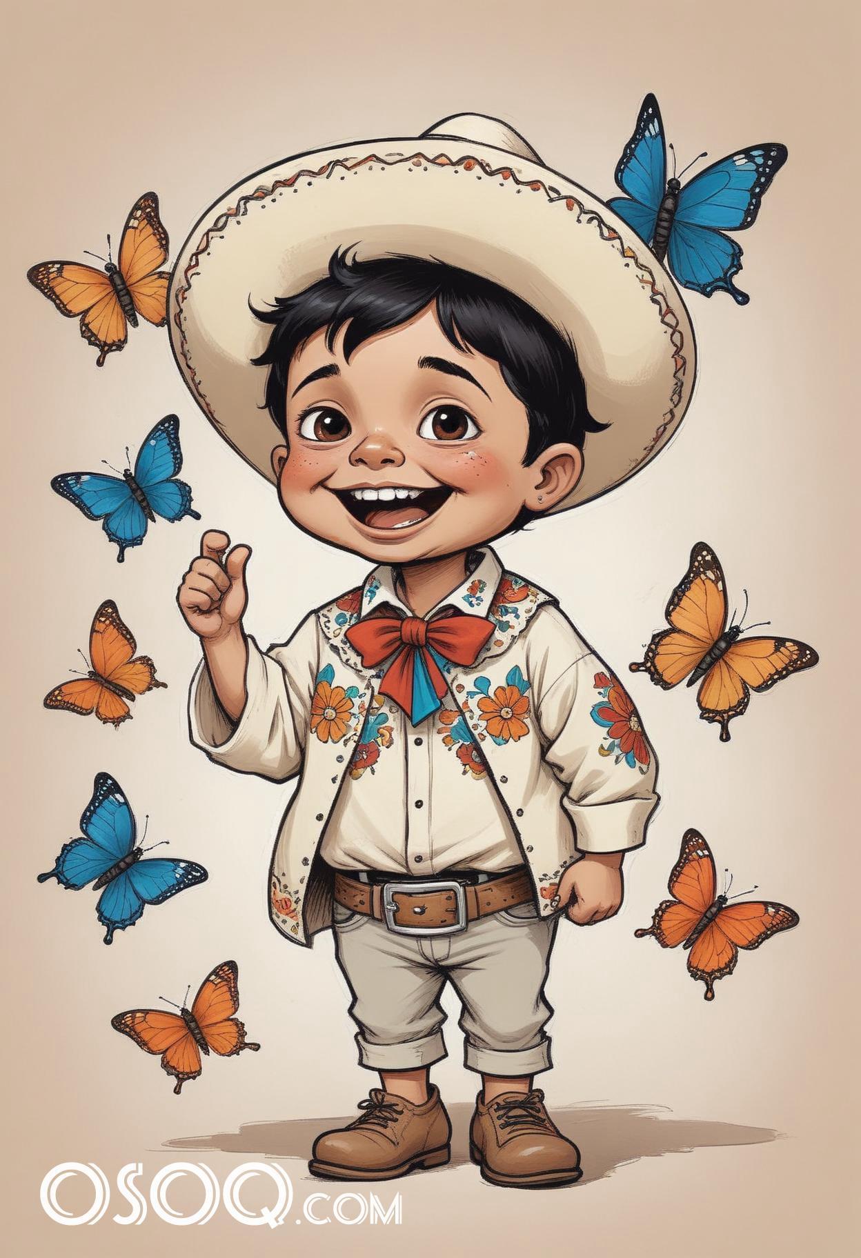 Mexican kid cartoon caricature drawing 06