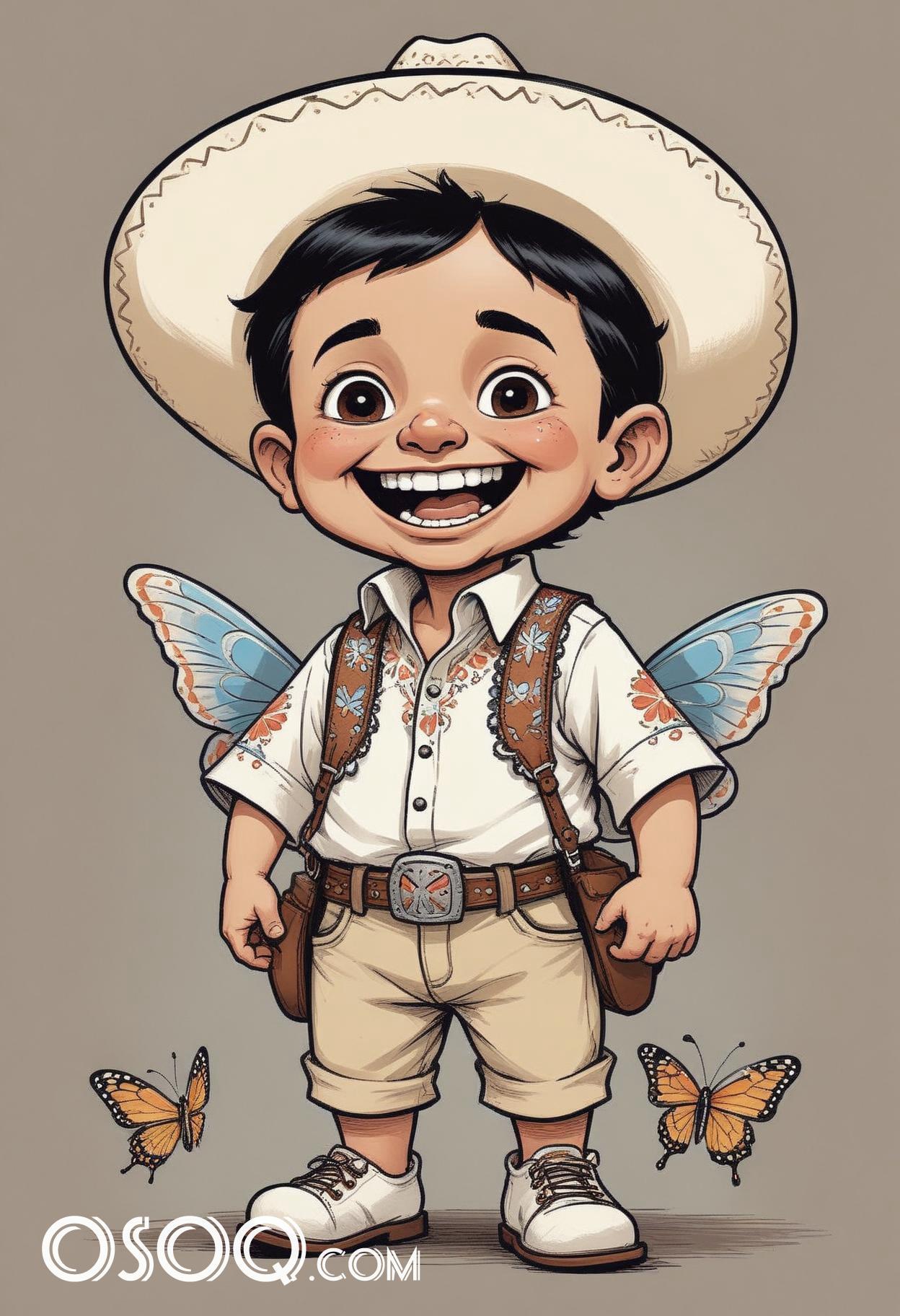 Mexican kid cartoon caricature drawing 07