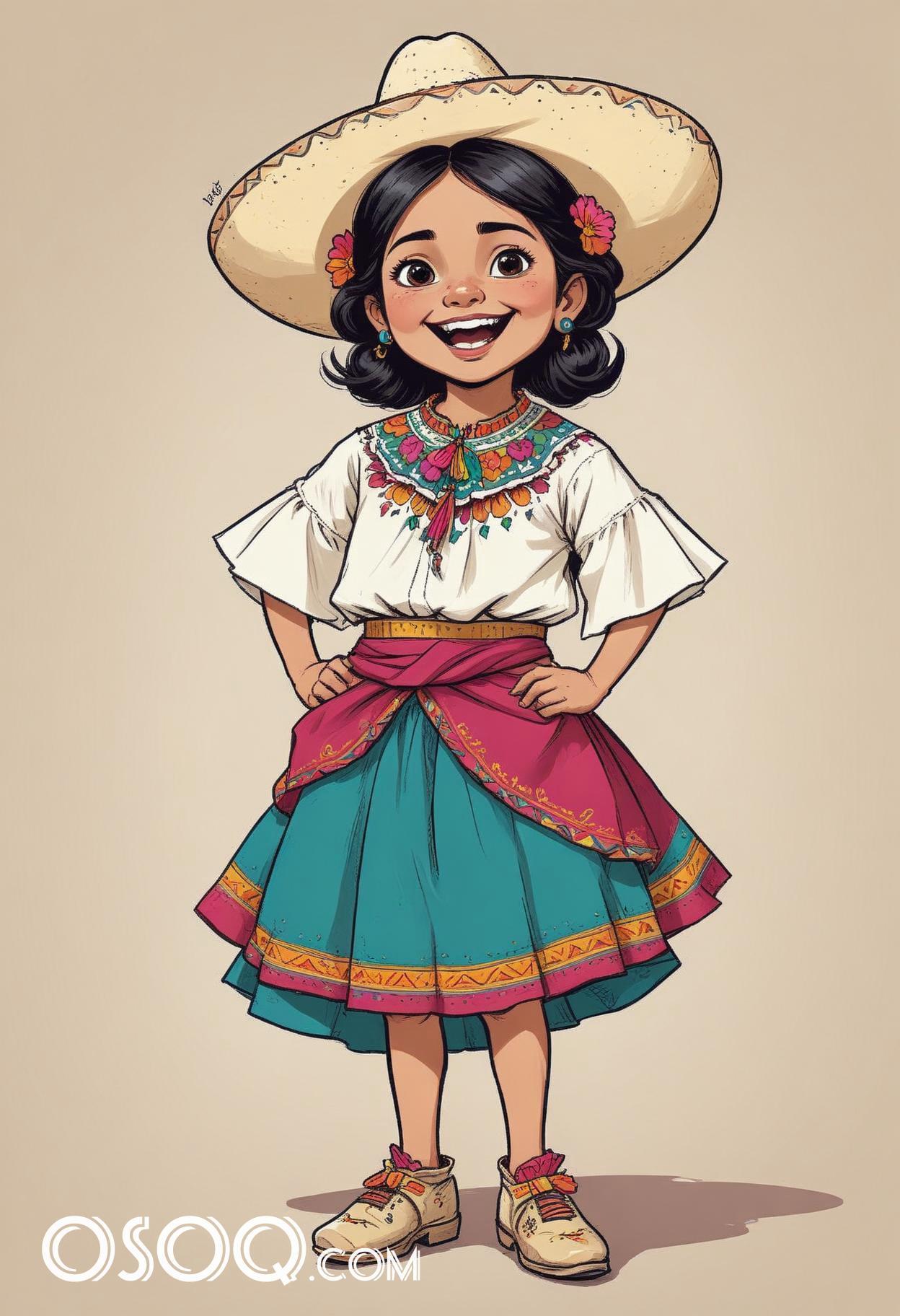 Mexican kid cartoon caricature drawing 08