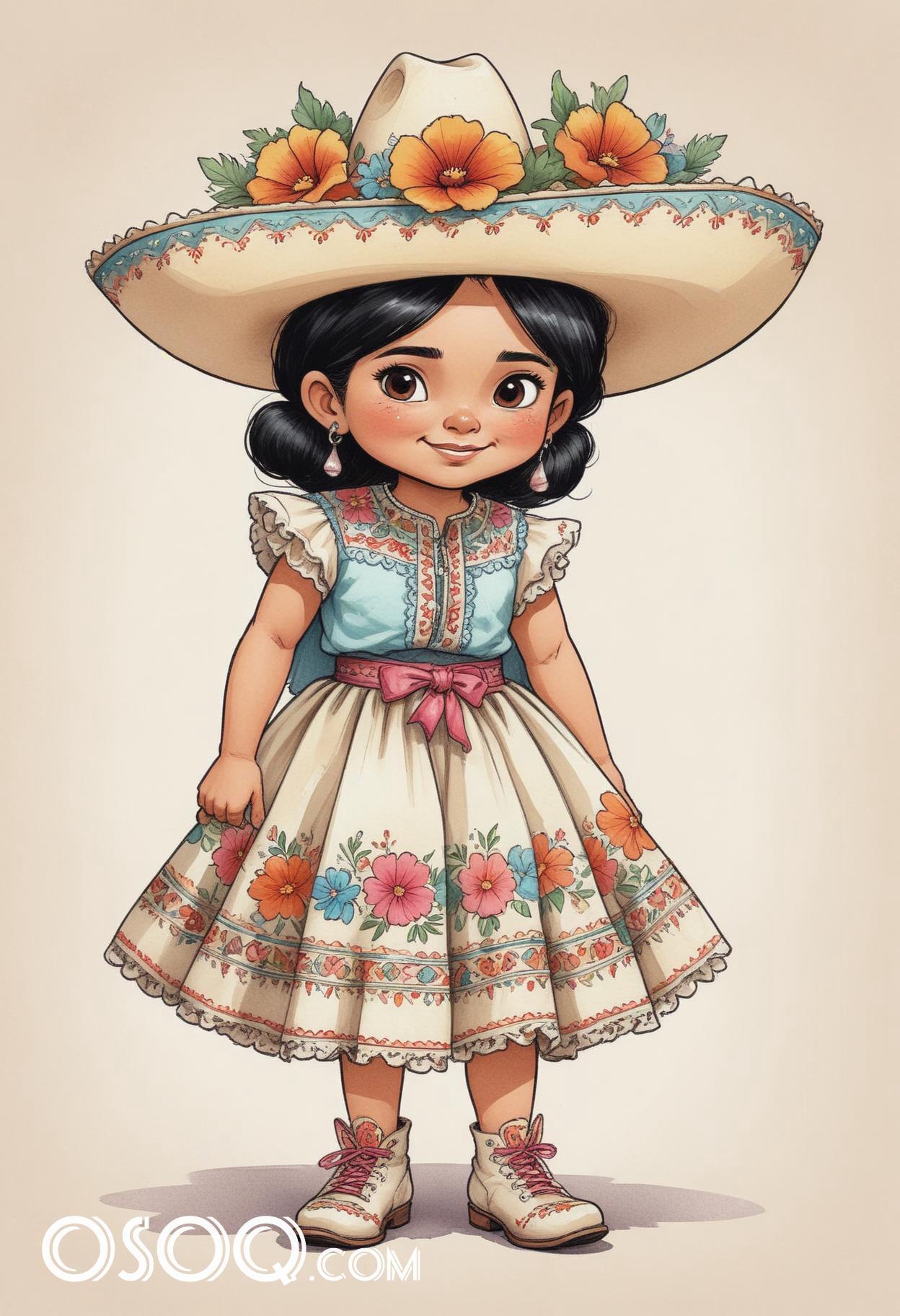 Mexican kid cartoon caricature drawing 09