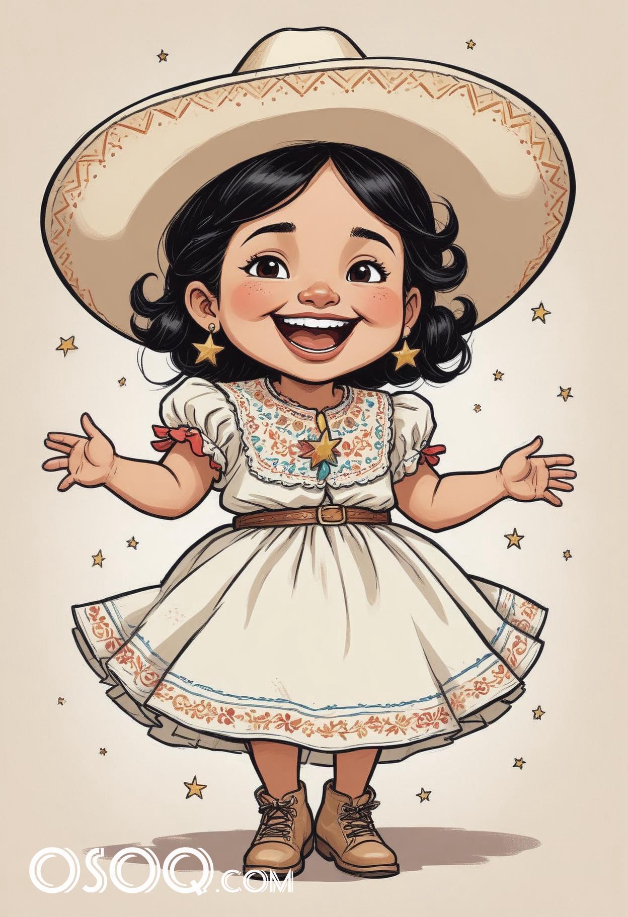 Mexican kid cartoon caricature drawing 10