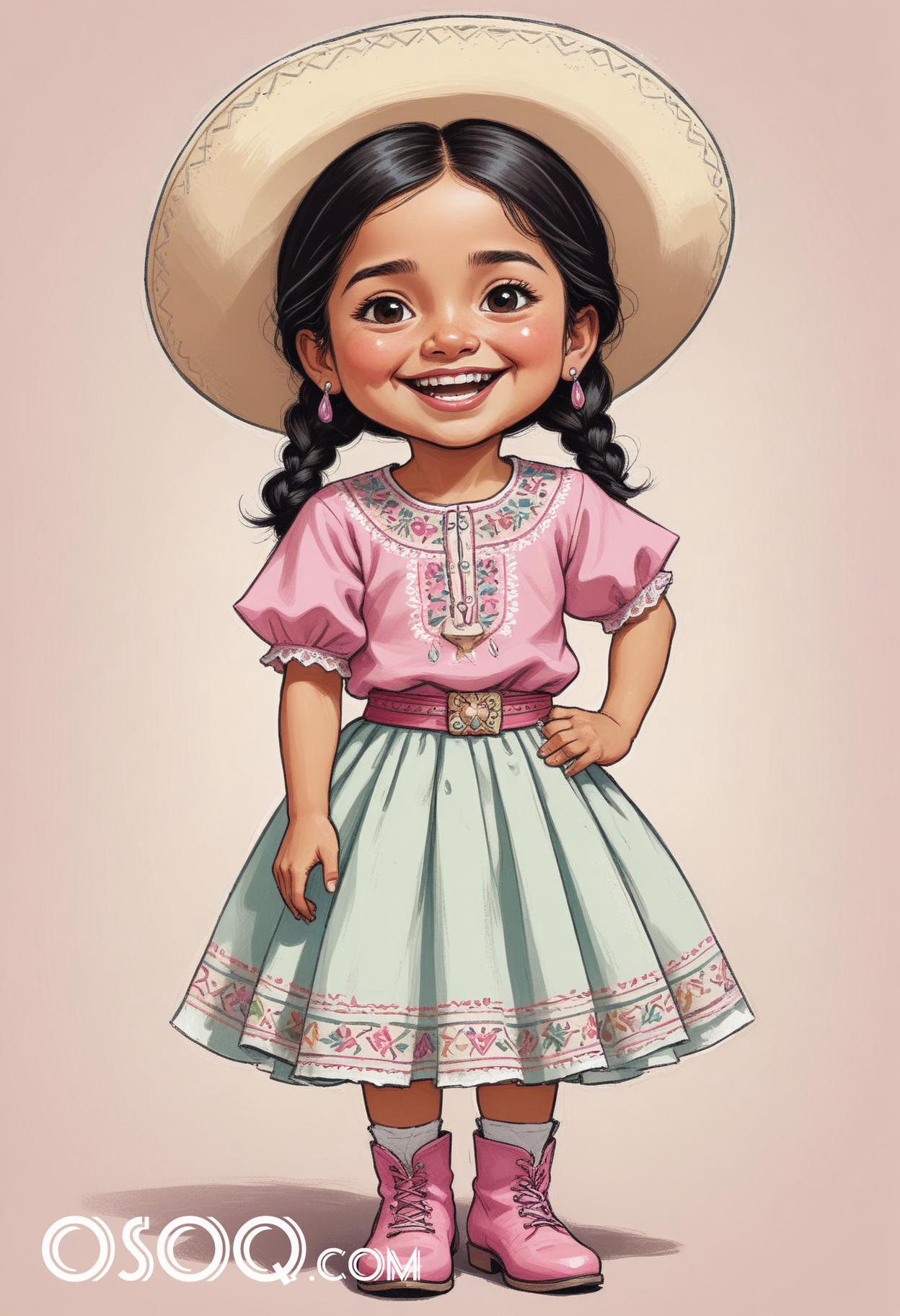 Mexican kid cartoon caricature drawing 11