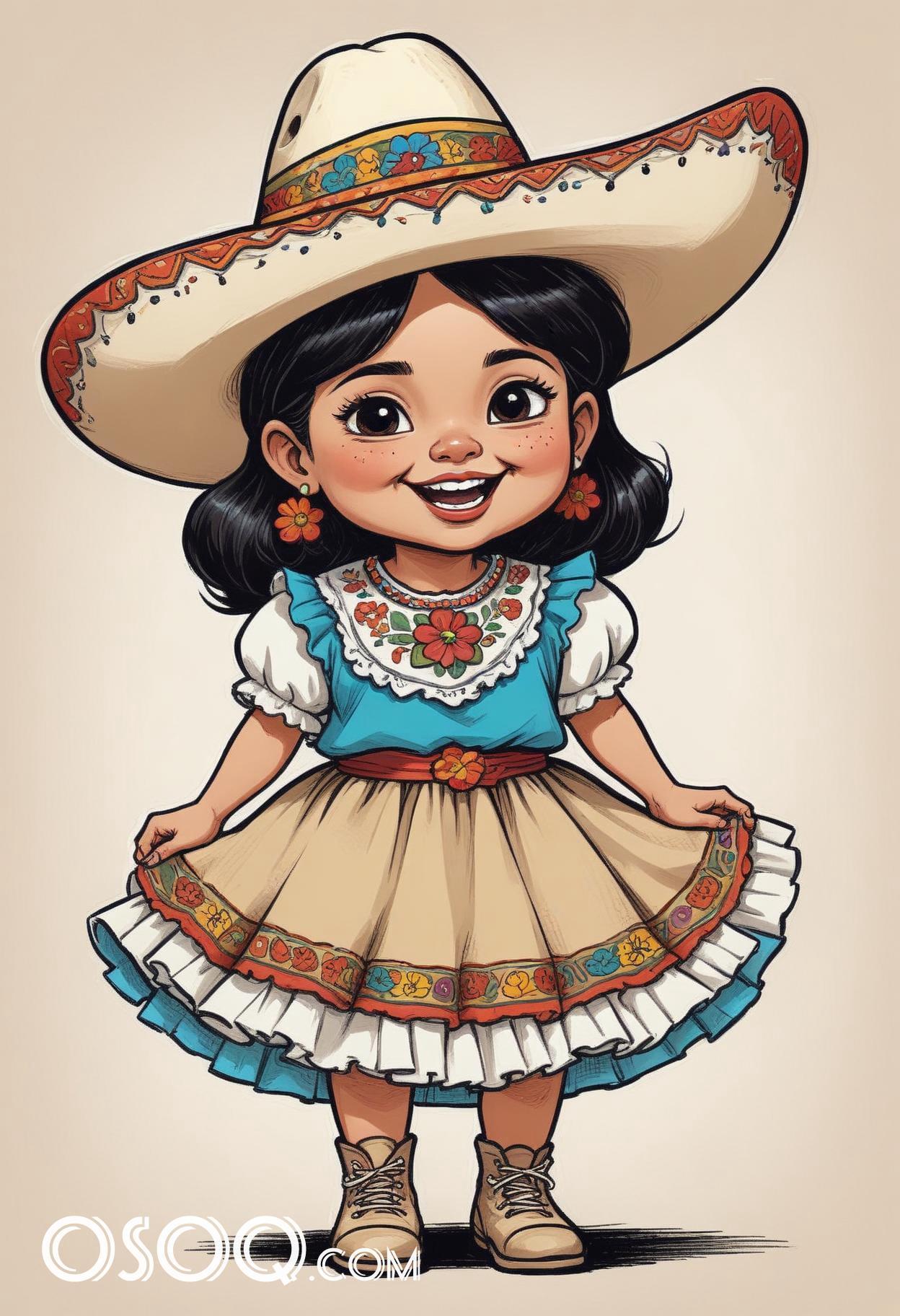 Mexican kid cartoon caricature drawing 12