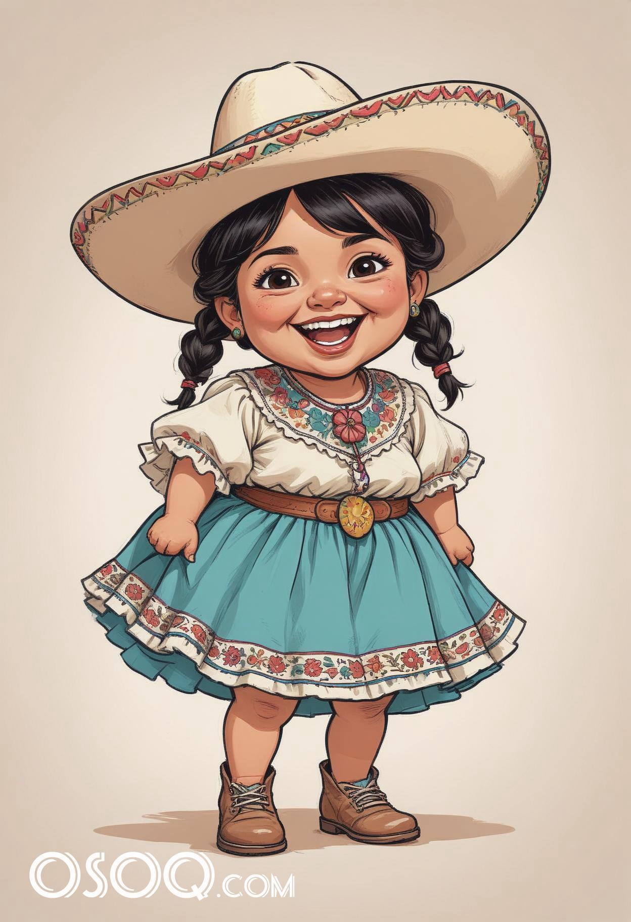 Mexican kid cartoon caricature drawing 13