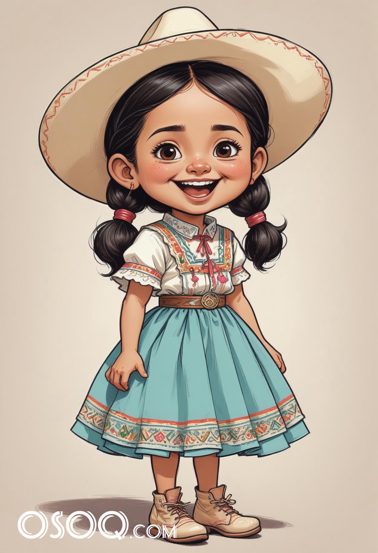 Mexican kid cartoon caricature drawing 14