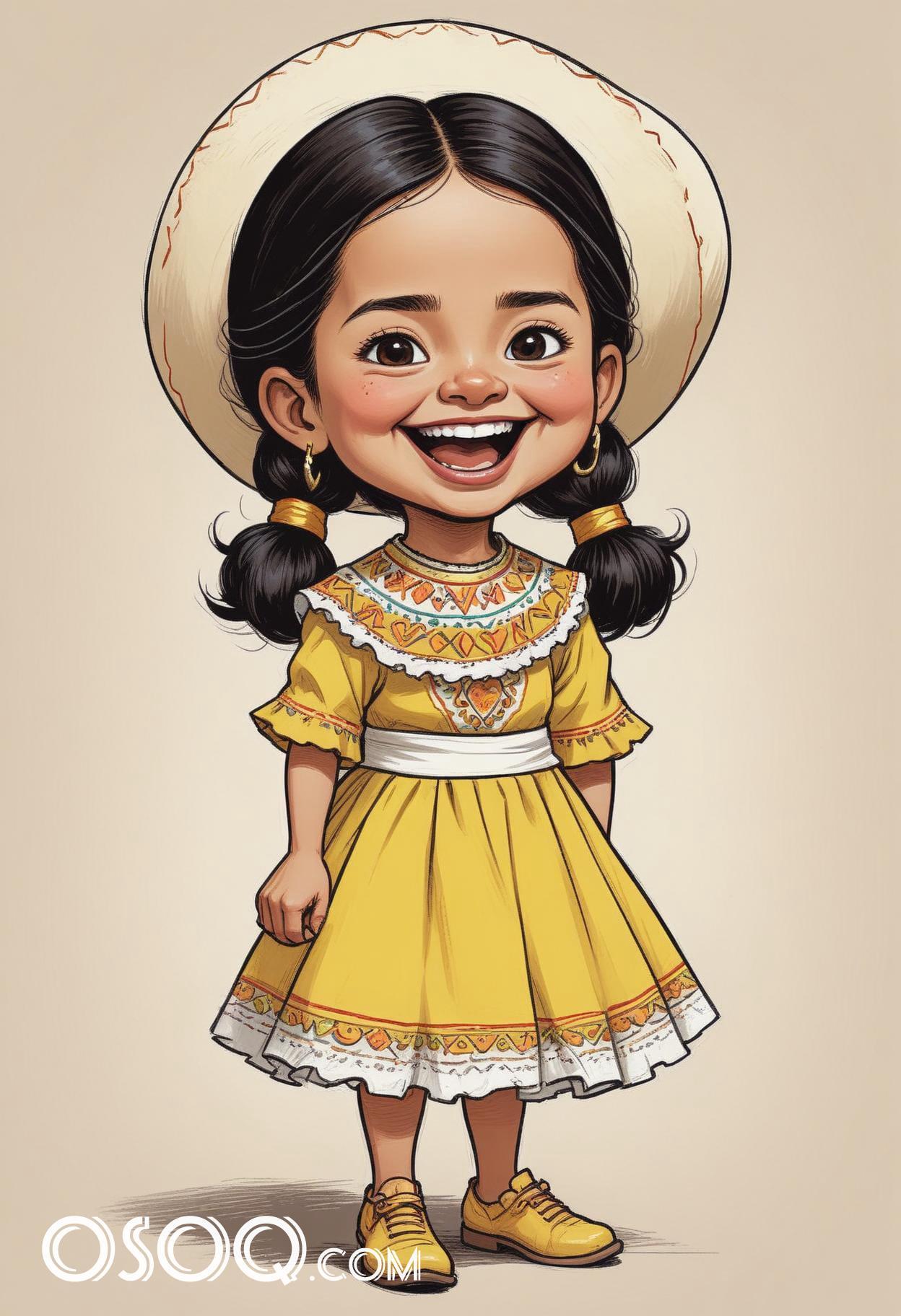 Mexican kid cartoon caricature drawing 15