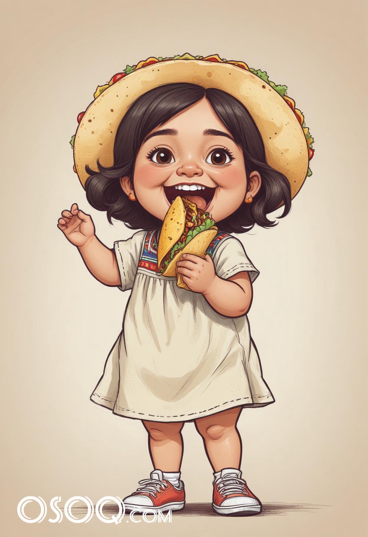 Mexican kid cartoon caricature drawing 17