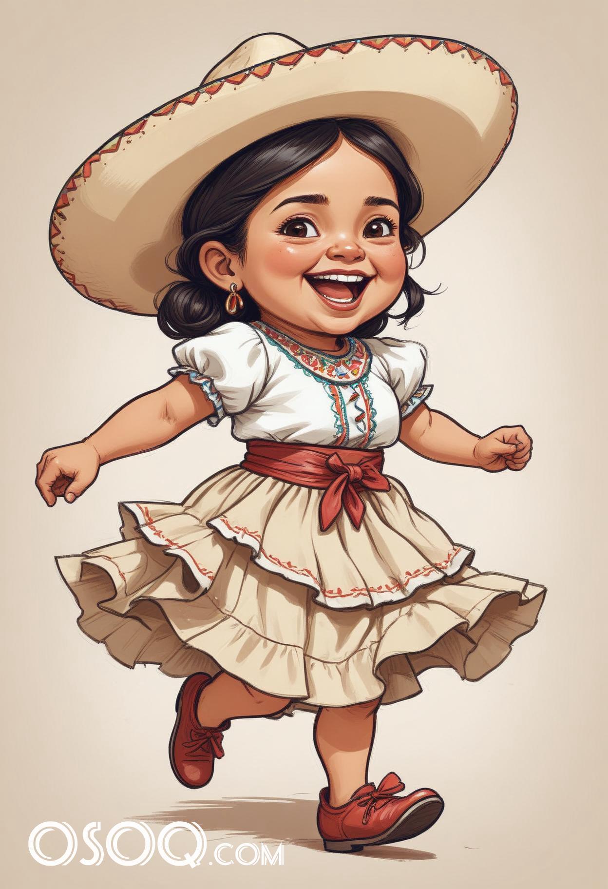 Mexican kid cartoon caricature drawing 19