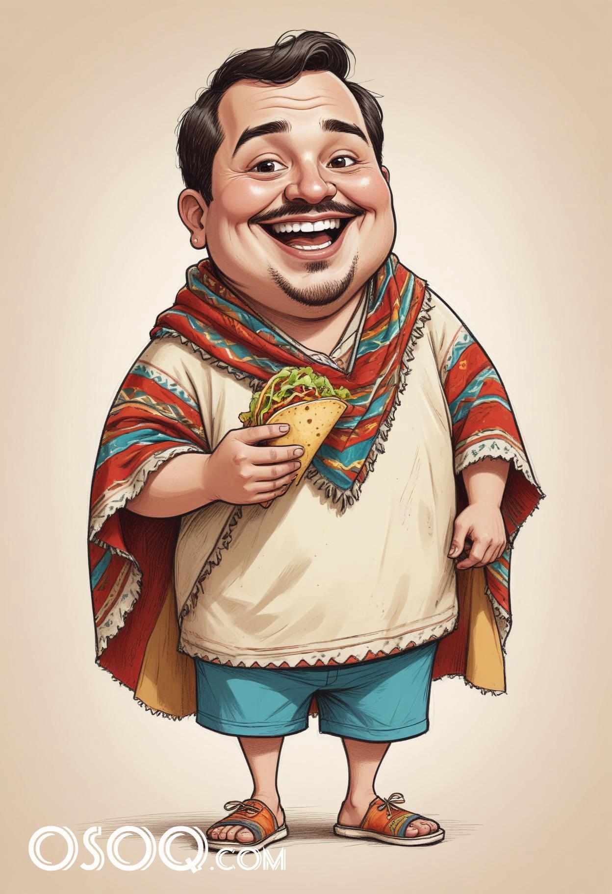 Mexican tacos caricature food cartoon drawing 18