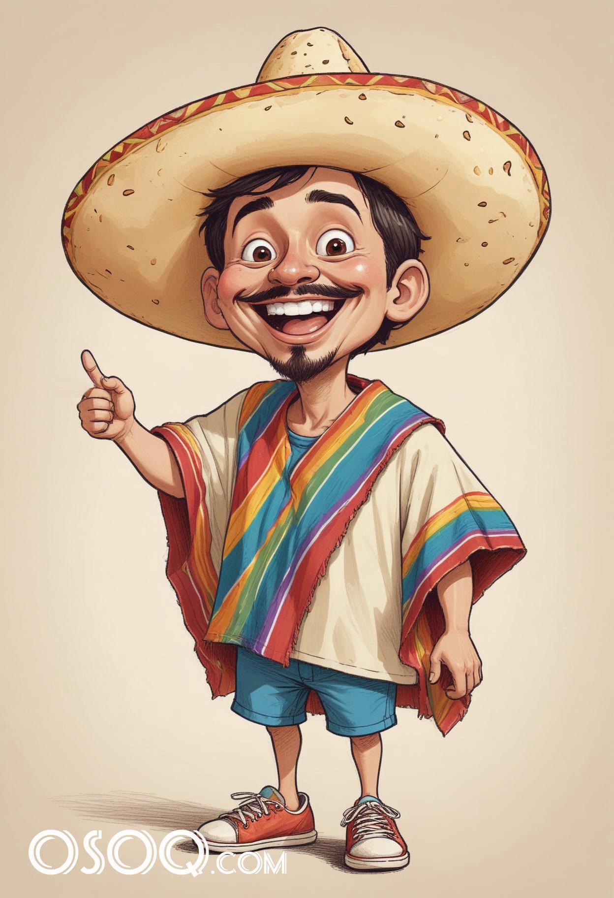 Mexican tacos caricature food cartoon drawing 19