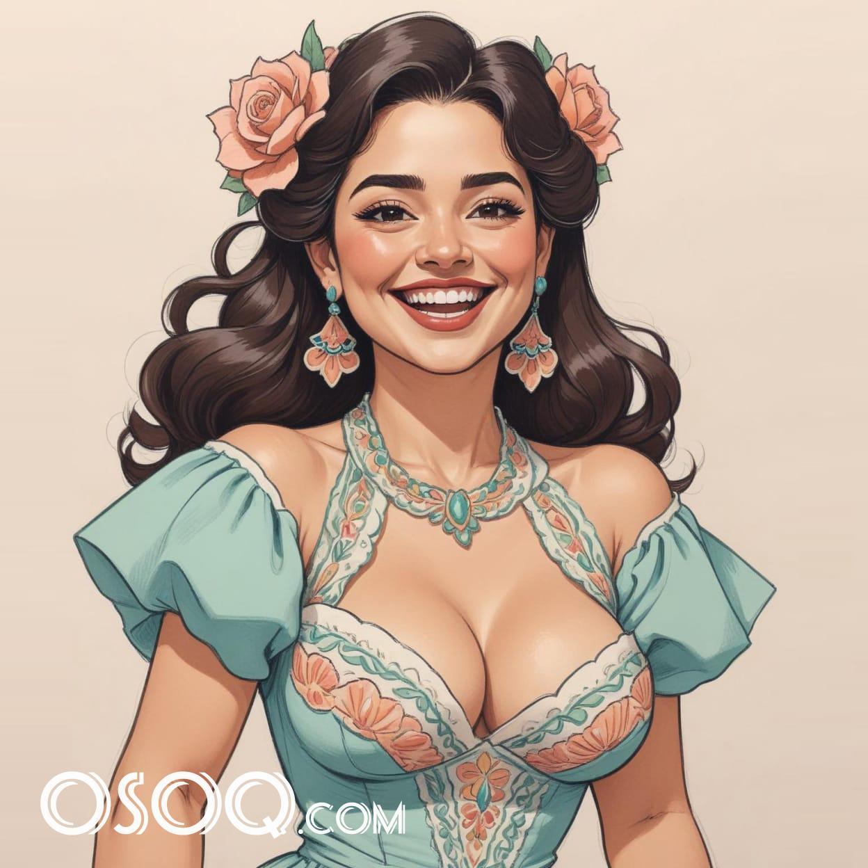 Mexican woman cartoon caricature drawing 10