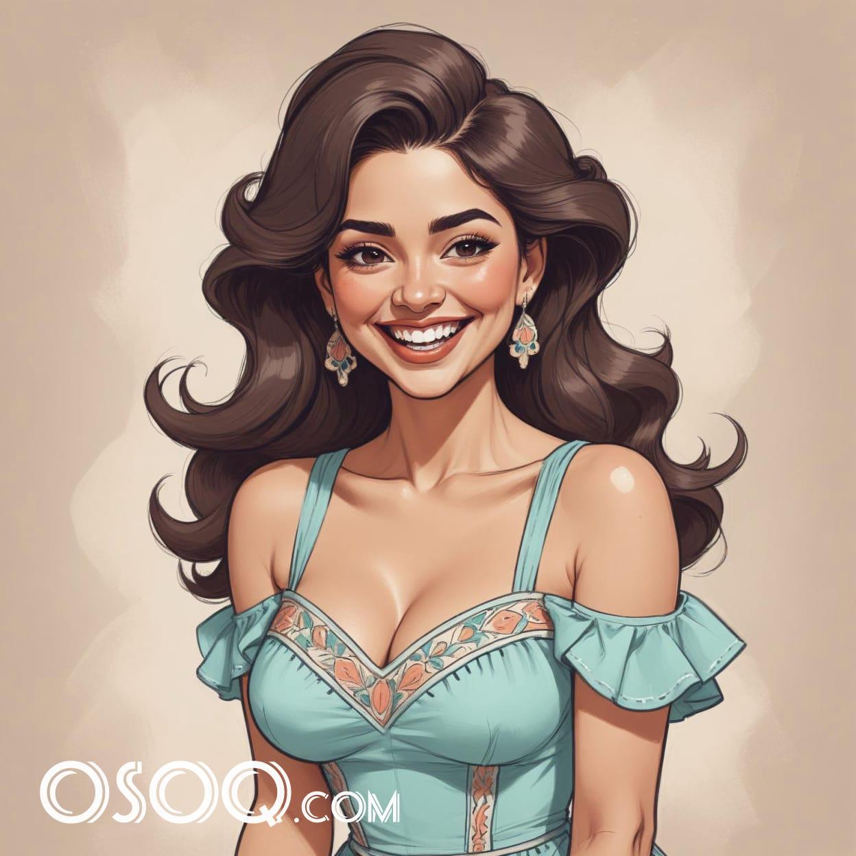 Mexican woman cartoon caricature drawing 11