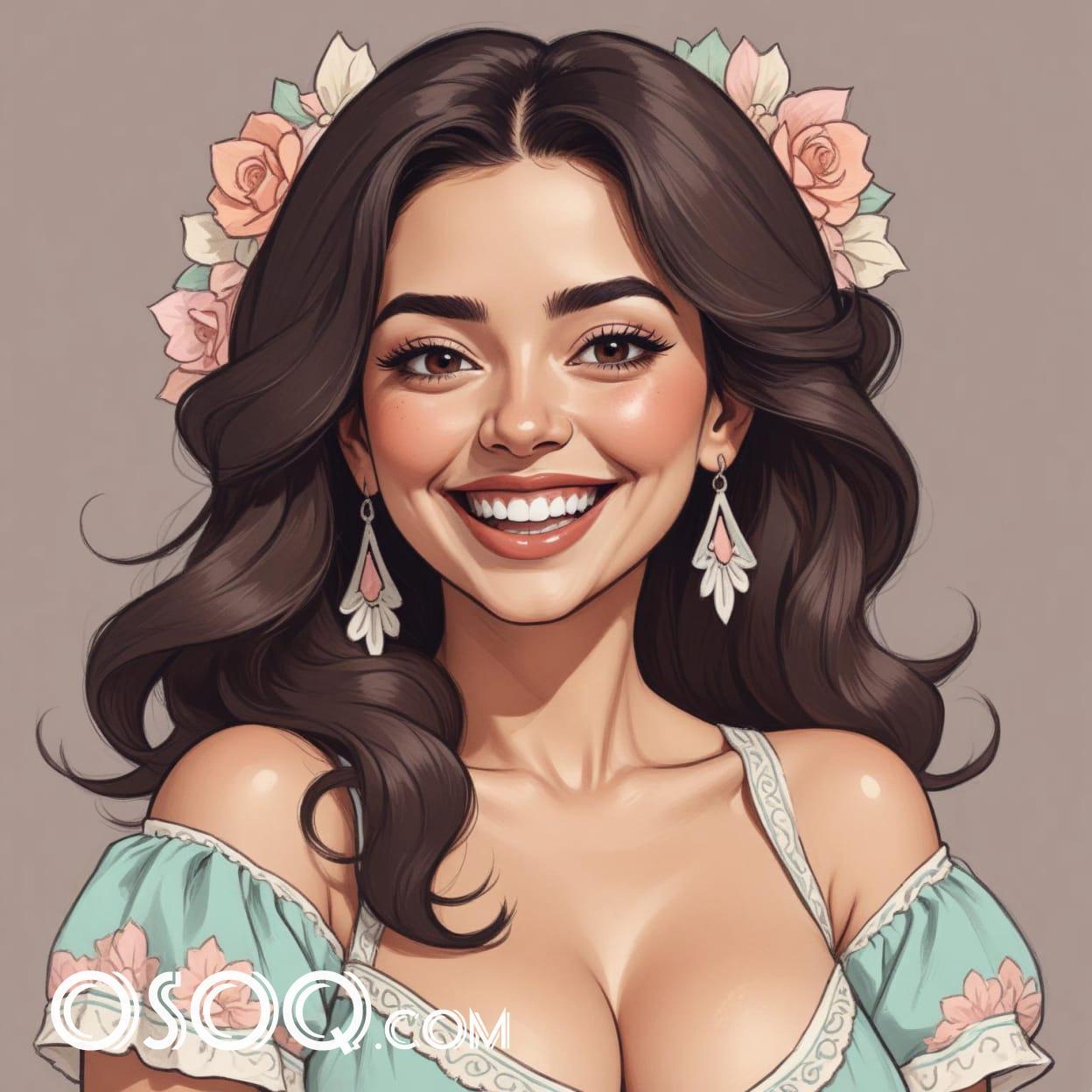 Mexico girl cartoon caricature drawing 17