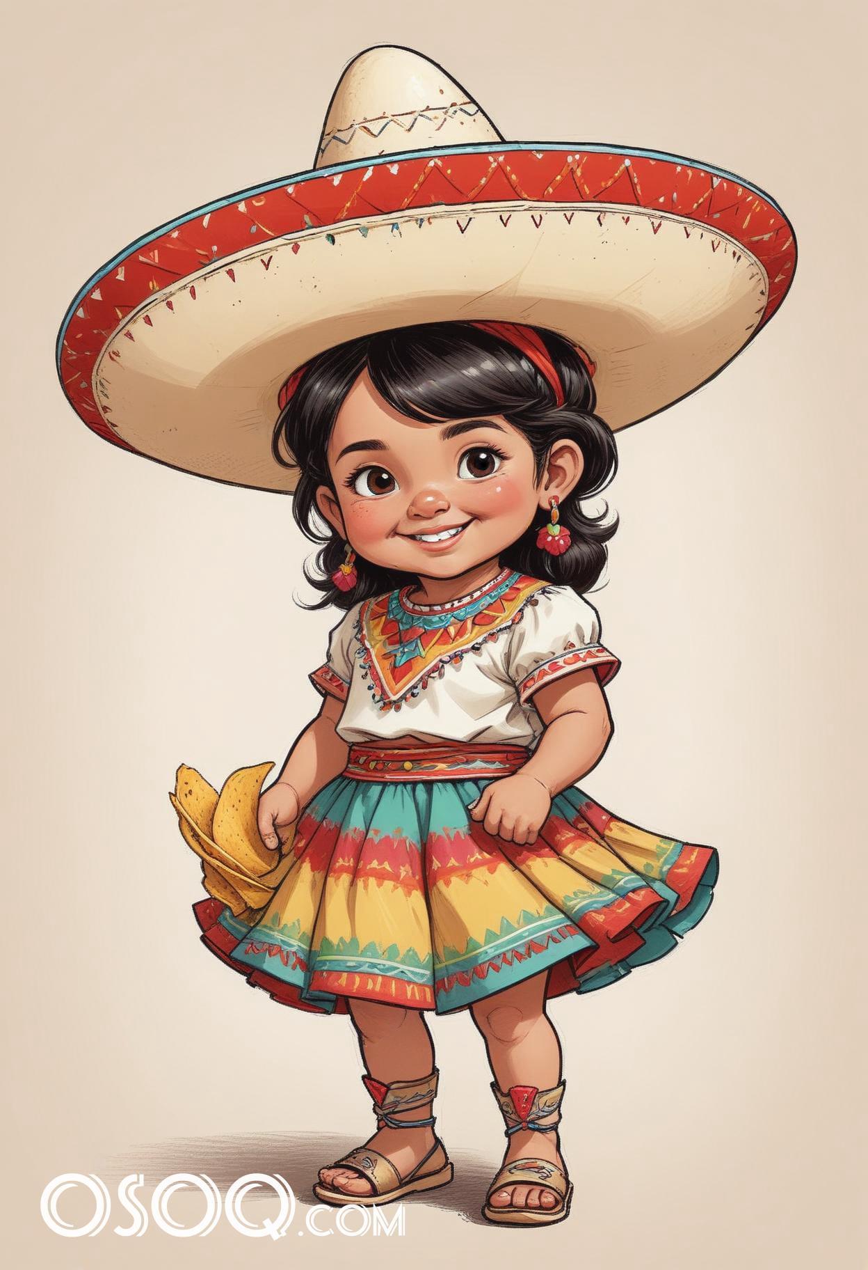 Mexico hat cartoon caricature drawing 04