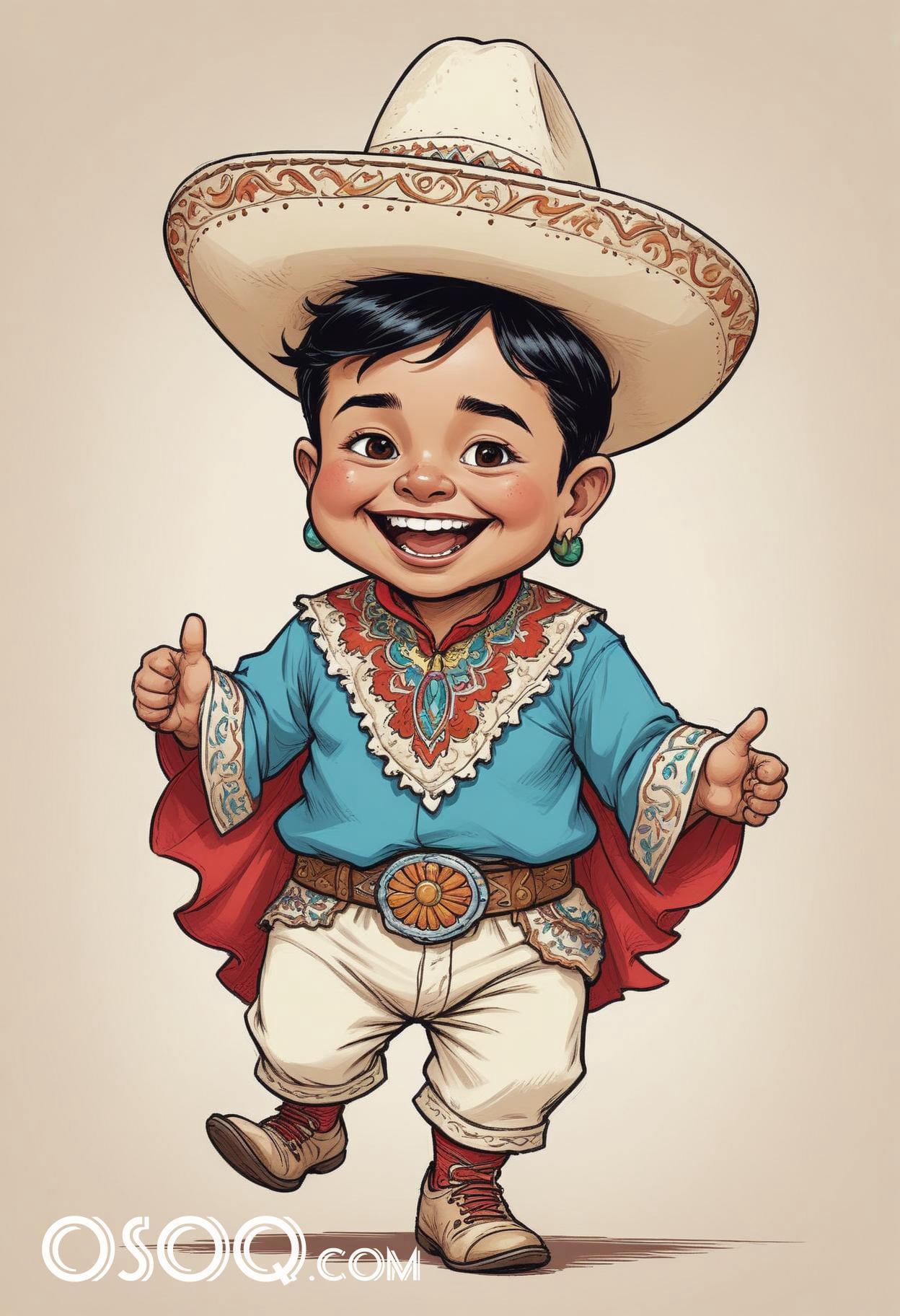 Mexico hat cartoon caricature drawing 06