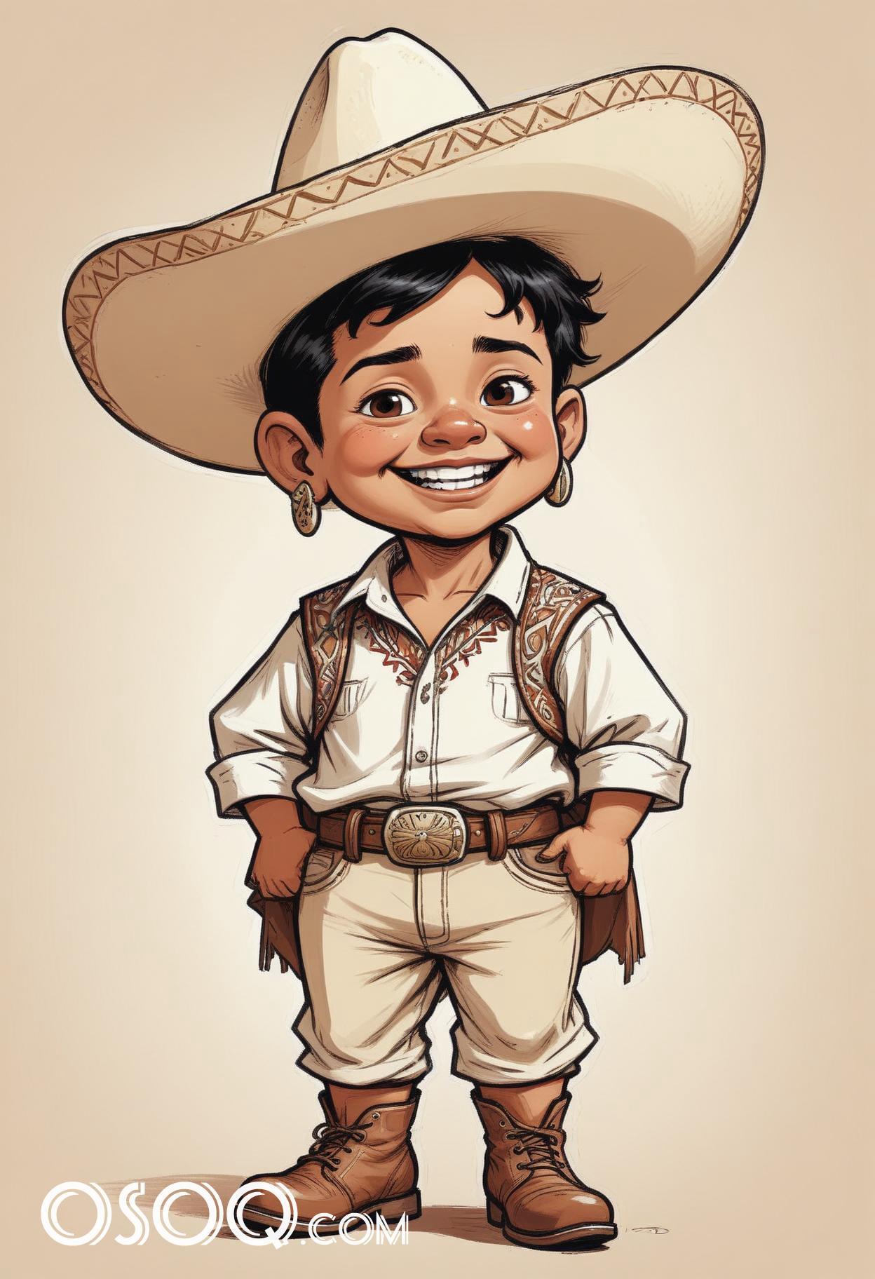 Mexico hat cartoon caricature drawing 07