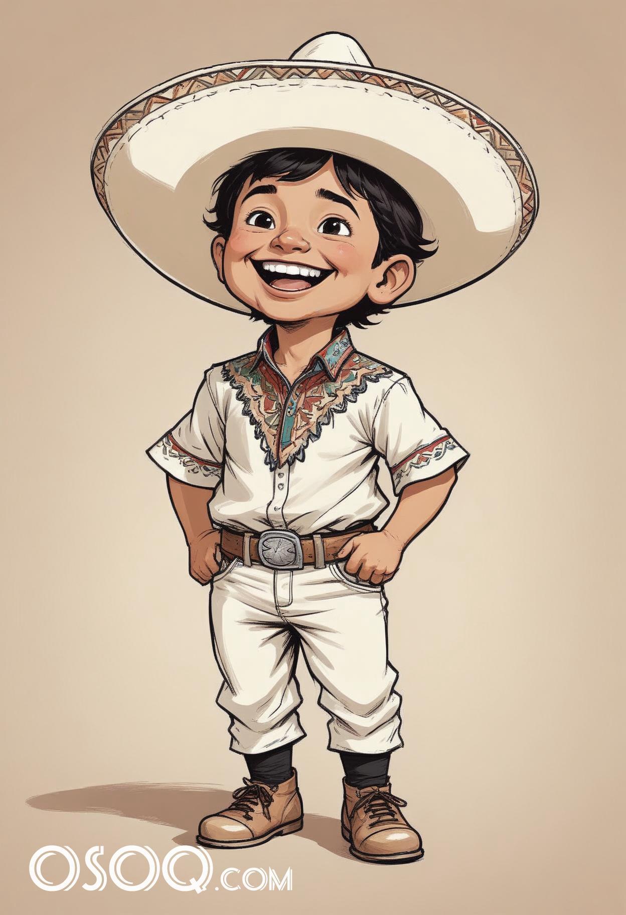 Mexico hat cartoon caricature drawing 08