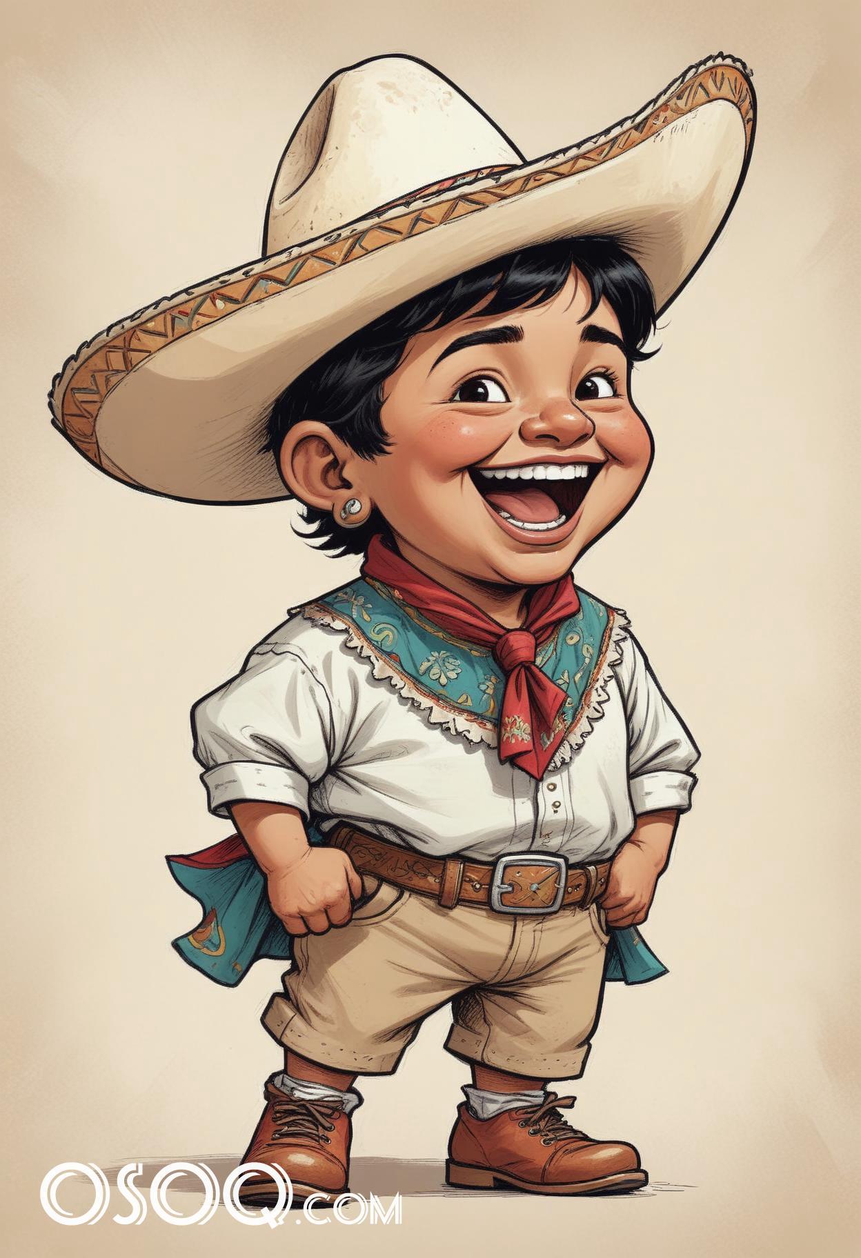 Mexico hat cartoon caricature drawing 09