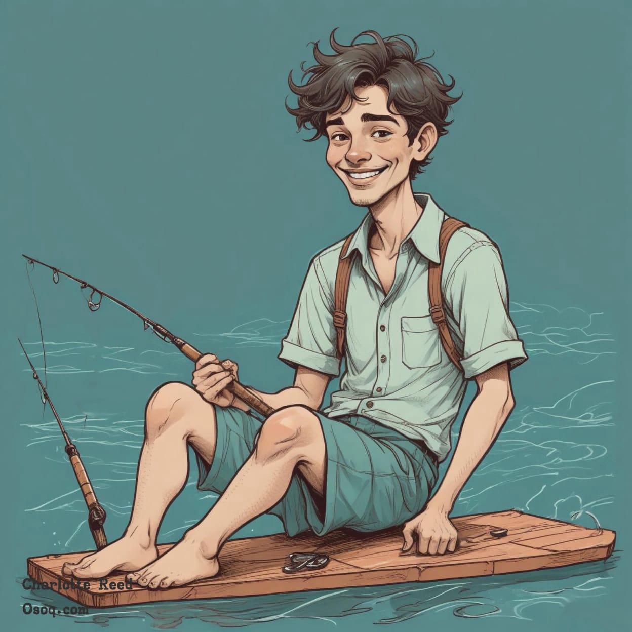 Fishing cartoon caricature